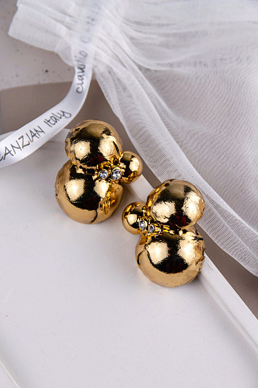 картинка Серьги Сферы (Кристаллы прозрачные, 4х3.3, 22 гр) Италия Claudio Canzian 002 02 863 ювелирный  магазин Калина являющийся официальным дистрибьютором в России 