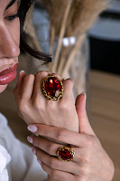 Кольцо (Кристалл красный, 3,5х2,7 см, регулируется) Италия Claudio Canzian 002 01 563