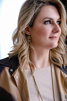 Серьги Арт деко (кристаллы графит, черный, 3,8х1,6 см) Италия Claudio Canzian 002 02 847