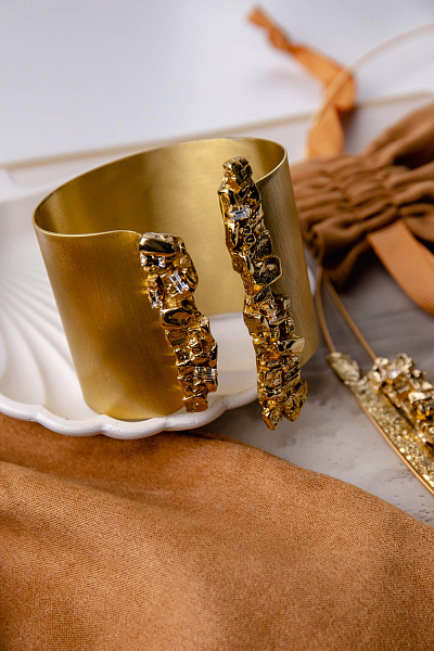 Браслет (кристаллы прозрачные, г/п: золото, регулируется, 4.9 см) Греция Kalliope 022 04 036