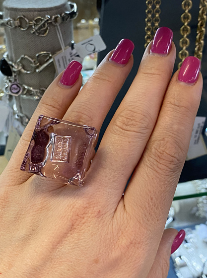 картинка Кольцо 17,5 Acqua розовый  прозрачный ENZO BENZO Италия ювелирный  магазин Калина являющийся официальным дистрибьютором в России 