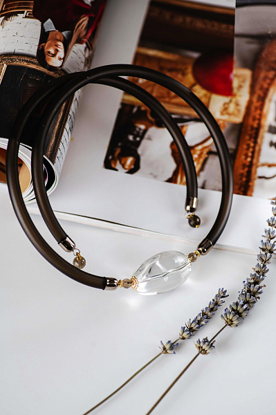 Колье (горный хрусталь, каучук, г/п: золото) Италия Perfetto