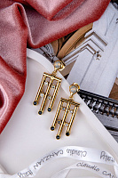 Серьги Арт-деко (кристаллы черный, графит, 4,7х1,6 см, 18 гр.) Италия Claudio Canzian 002 02 846