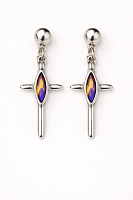 Серьги Ciclon 265600-09 (кристалл мультиколор, г/п: серебро, 4х2 см) Испания Cruz