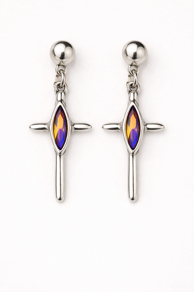 Серьги Ciclon 265600-09 (кристалл мультиколор, г/п: серебро, 4х2 см) Испания Cruz