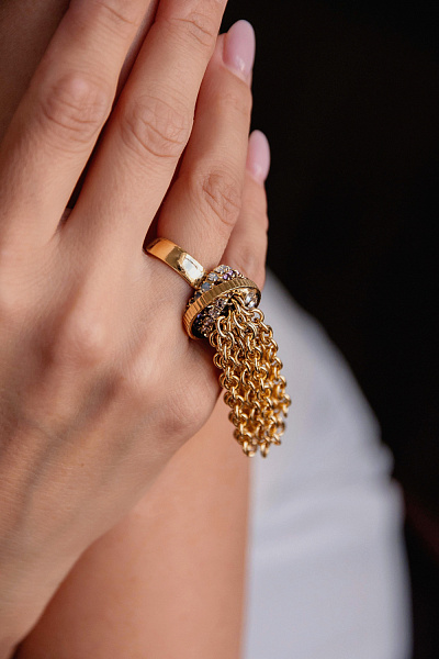 Кольцо Каскад (разноцветные кристаллы, 5х2 см) Италия Claudio Canzian 002 01 409