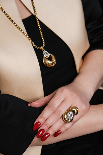 Кольцо (кубический цирконий, 4.1х2.5 см., регулируется) Италия Claudio Canzian 002 01 600