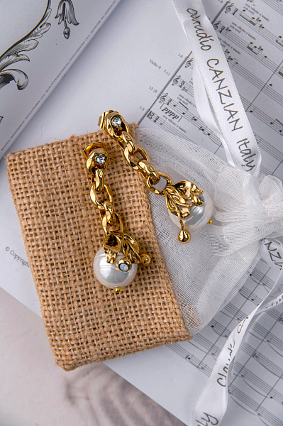 Серьги (Майорка, кристаллы прозрачный, лунный, 5.4х2 см, 26 гр.) Италия Claudio Canzian 002 02 781