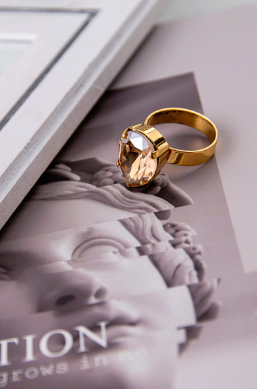 картинка Кольцо Капля мал. (кристалл медовый,1,8х1,4 см,высота 0,8 ) Италия  Claudio Canzian 002 01 185 ювелирный  магазин Калина являющийся официальным дистрибьютором в России 