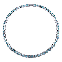 Колье Теннис (кристаллы аквамарин, г/п: родий 4 мм, 36-39 см) Uvelina SW00 0001R-202N