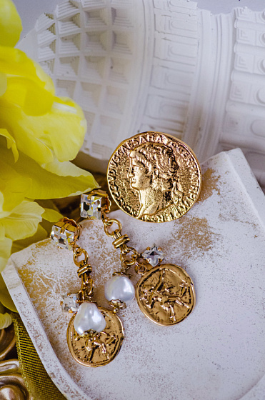 картинка Серьги (кристалл прозрачный, жемчуг) Италия  Claudio Canzian 002 02 385 ювелирный  магазин Калина являющийся официальным дистрибьютором в России 