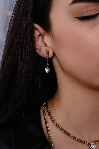 Серьги Сердца (кристаллы прозрачные, 3.7х0.8 см, 4 гр) Италия Claudio Canzian 002 02 912