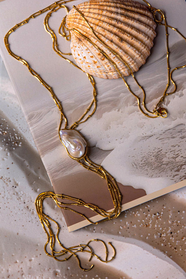 картинка Колье Musette (жемчуг, г/п: золото) Греция Katerina Vassou KV25 2-308433G ювелирный  магазин Калина являющийся официальным дистрибьютором в России 