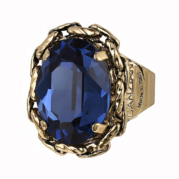 Кольцо (Кристалл синий, 1,8х1,3 см, регулируется) Италия Claudio Canzian 002 01 562