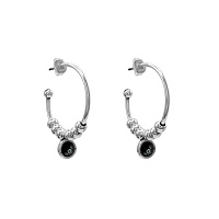 Серьги (муранское стекло - черный, г/п: серебро) 233602-01 Испания Ciclon New Cocco