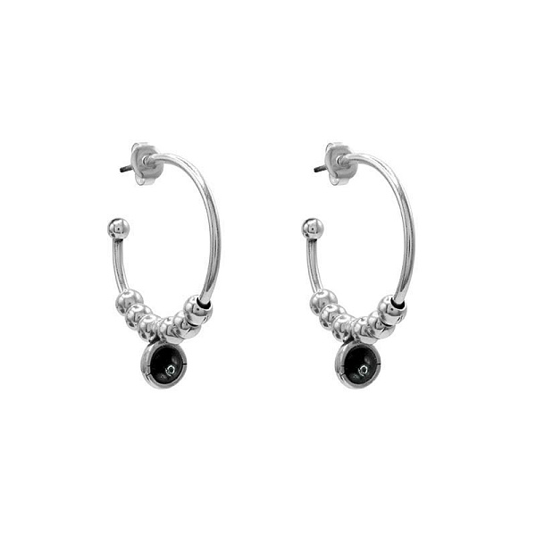 Серьги (муранское стекло - черный, г/п: серебро) 233602-01 Испания Ciclon New Cocco