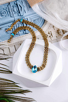 Колье Капля (Кристалл бирюзовый, 48 см, 0.9 см.,1,8х1,4 см) Италия Claudio Canzian 002 05 836   