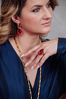 Кольцо Капля б. (кристалл красный,3х2х0,8 см ) Италия  Claudio Canzian 002 01 196