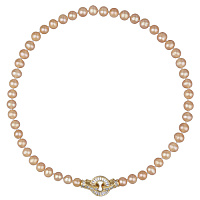 Колье (Жемчуг нежный персик 7- 8 мм,цирконы, г/п: золото 40 см) Uvelina NR73 0061G-50N