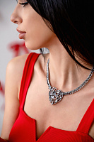 Колье Сердце (кристаллы прозрачные, г/п: родий, 51 см) Италия Claudio Canzian 002 05 756