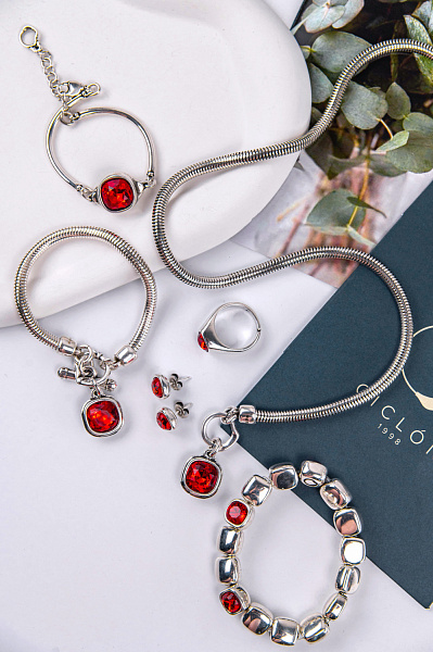 Браслет (кристалл красный, г/п: серебро, регулируется до 20р.) EMO130-03-2 Испания Ciclon Emotion