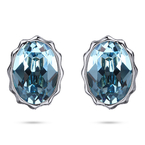 Пусеты Сияние (кристаллы аквамарин, г/п: родий) Uvelina SW00 0095R-202E1