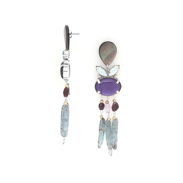 Серьги Gotborg (Кианит, аметист, перламутр, гранат, ракушка) 12-90450 Франция Nature Bijjoux