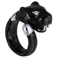 Кольцо Пантера (эмаль черная, кристаллы белые, г/п: родий р.19) EX00 0011RB-001R Uvelina  