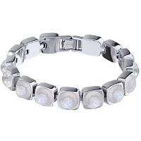 Браслет Теннис (кристаллы белый опал хамелеон 8мм, 17-19 мм, г/п: родий) SW00 0010R-129B Uvelina