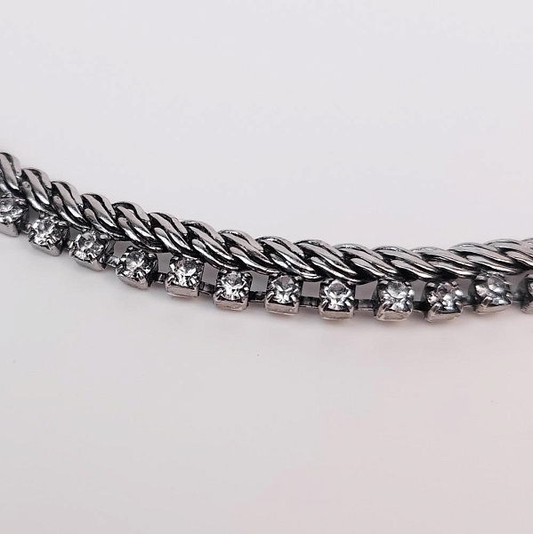 Колье Сердце (кристаллы прозрачные, г/п: родий, 51 см) Италия Claudio Canzian 002 05 756