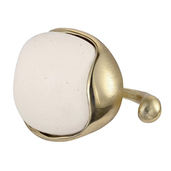 Кольцо (ювелирная смола белая, 2,8х2,5 см, г/п: золото, регулир.) Греция Kalliope 022 01 069