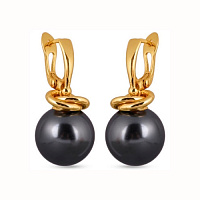 Серьги 18 (Майорка, темно-серый, г/п: золото) MK10 0036-6a1 Uvelina