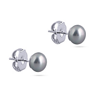 Пусеты (Майорка серо-голубая,8мм, г/п: родий) MG00 0005R-07E Uvelina