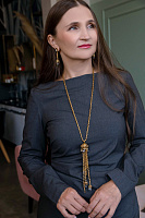 Колье (Кристалл графитовый, прозрачный, цепь 85см, кулон 20Х2,7) Италия Claudio Canzian 002 05 602