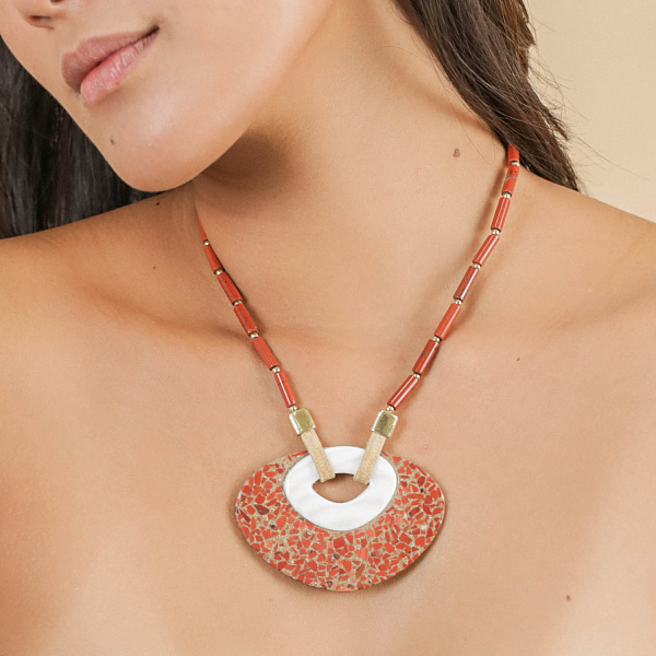 Колье Milano (яшма,песок,раковина,45 см) 15-43500 Франция Nature Bijjoux