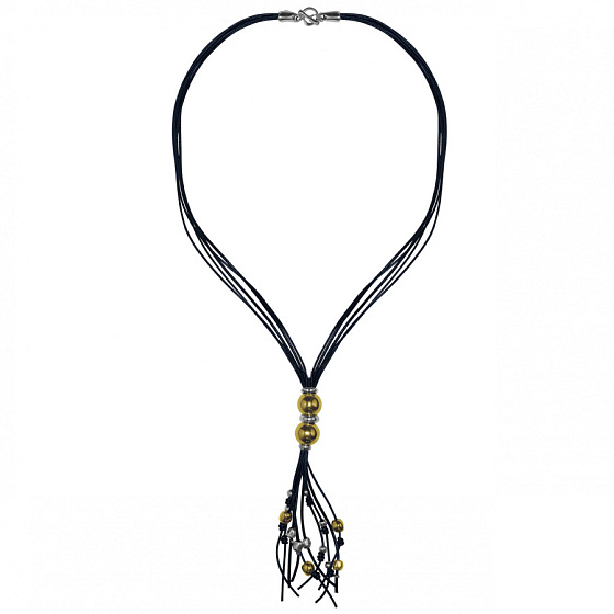 картинка Колье (нат. кожа, г/п: серебро, золото 60 см) 250815 Испания Ciclon Spherik ювелирный  магазин Калина являющийся официальным дистрибьютором в России 