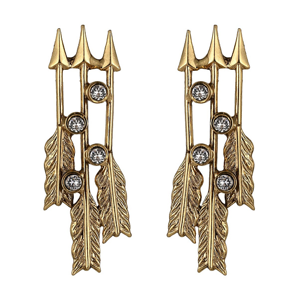 Серьги Сердца (кристаллы прозрачные, 3.9х1.2 см, 6 гр) Италия Claudio Canzian 002 02 915