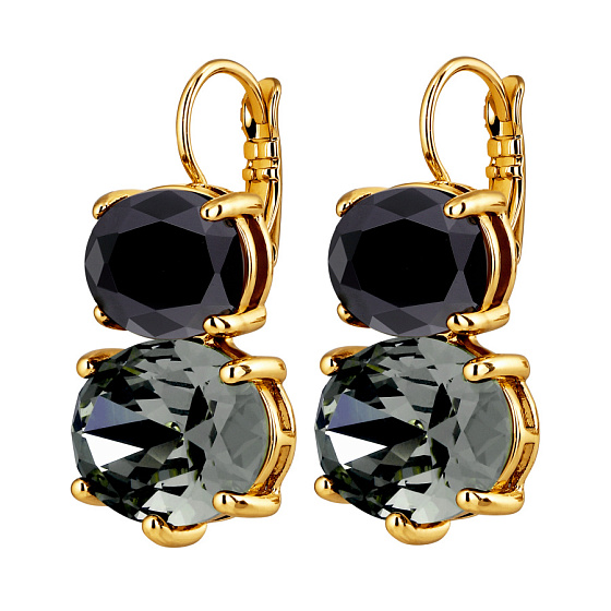 картинка Серьги GLOBULE (кристалл черный, графит, г/п: золото, 3х1.7 см) Дания DYRBERG/KERN 490004 ювелирный  магазин Калина являющийся официальным дистрибьютором в России 