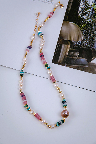 Колье (самоцветы, г/п: золото, 41+5.5 см) Ластория 021 05 065