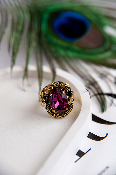 Кольцо Анастасия (кристалл пурпурный 2,5х2 см, регулируется) Италия Claudio Canzian 002 01 403