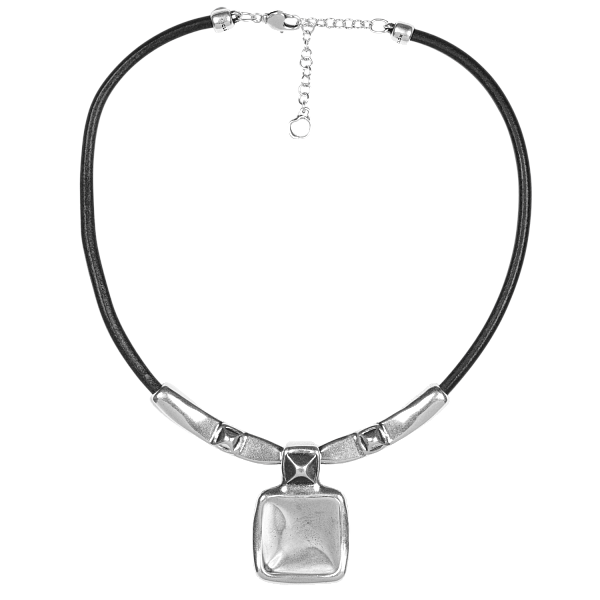 Колье (г/п: серебро, регулир., натуральная кожа)  243802-00 Испания  Ciclon Kubik 