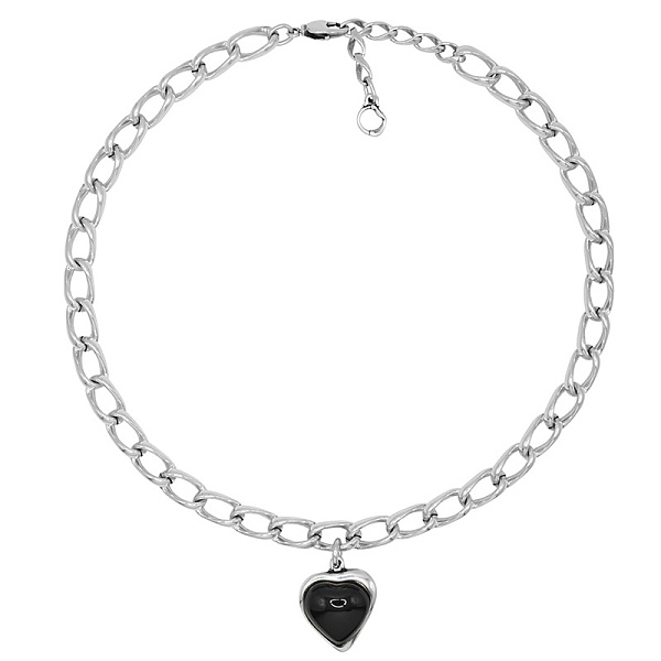 Колье муранское стекло - черный, г/п: серебро 241808-01 Испания Ciclon New Cuore