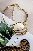 Колье Краб (кристаллы прозрачные, юв.смола белая, 8х6см, 47см) Греция Kalliope 022 05 104