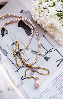 Колье (Жемчуг розовый) г/п: золото 10230 Италия Raganella princess