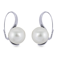 Серьги 16 (Майорка, белые, г/п: родий) MK12 0083 Uvelina