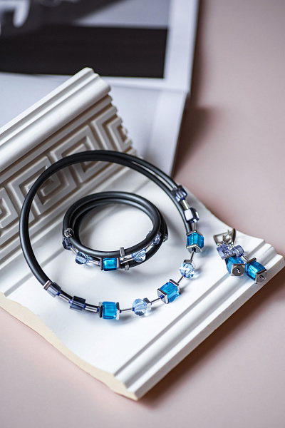 Колье Geo бирюзовый/серый Италия ENZO BENZO