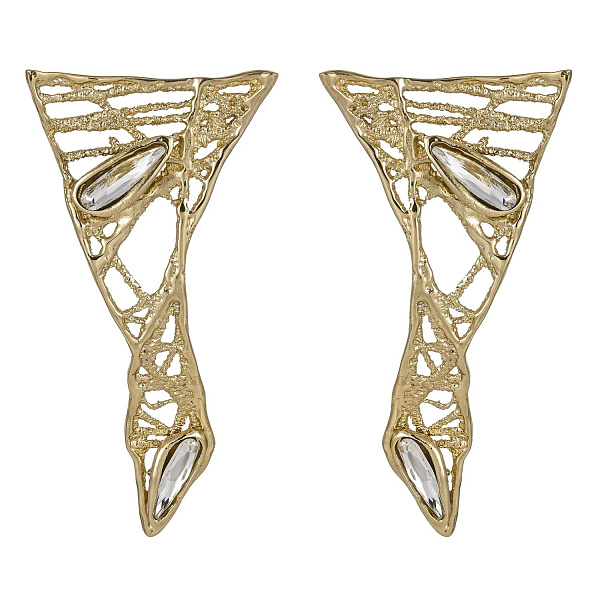 Серьги (кристаллы прозрачные, г/п: золото, 8х3,7 см, 28 гр.) Греция Kalliope 022 02 083