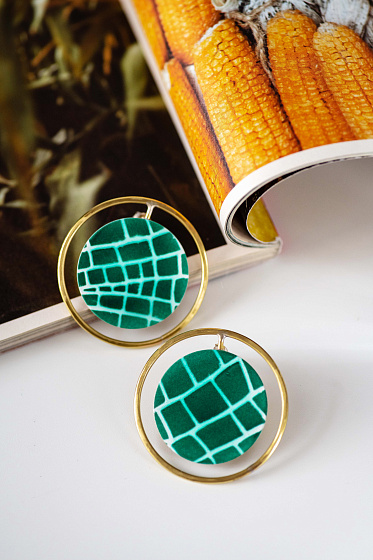 картинка Серьги Kenza (эмаль, г/п: золото) Греция Katerina Vassou KV23-307587 ювелирный  магазин Калина являющийся официальным дистрибьютором в России 