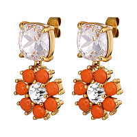 Серьги POPPY (кристалл прозрачный, коралл, г/п: золото, 3х1,8 см) Дания DYRBERG/KERN 460078