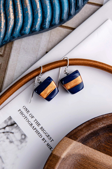 картинка Серьги Bliss Musee Series синий, терракотовый 2.8 см Голландия ZSISKA 1370513AZIN200 ювелирный  магазин Калина являющийся официальным дистрибьютором в России 